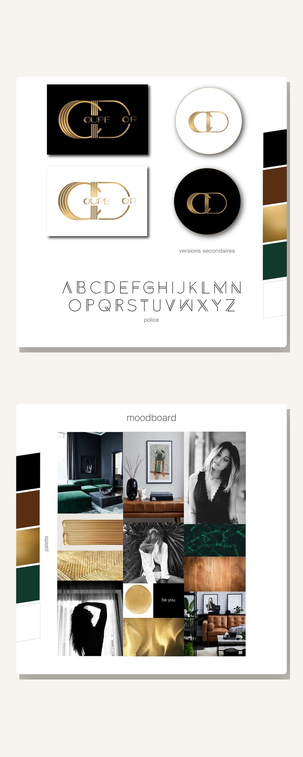 Déclinaisons, typographie & moodboard Coupe d'Or